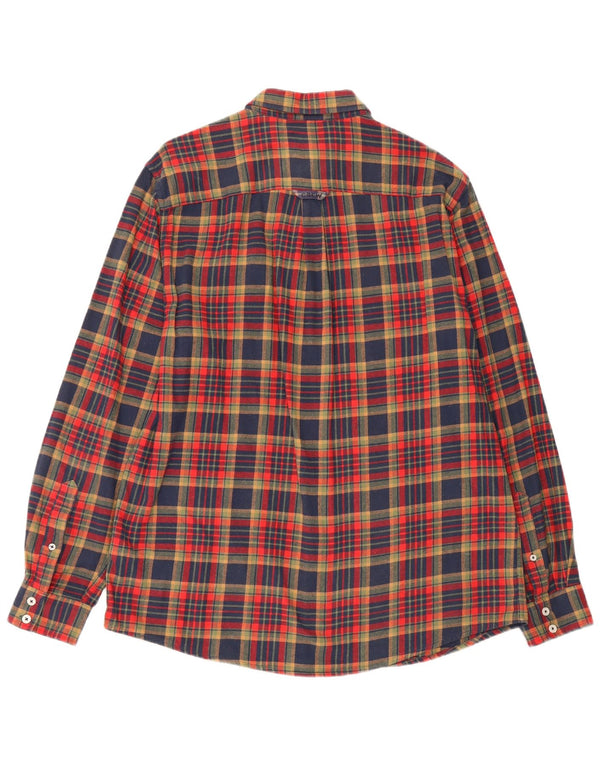 Camisa masculina de flanela de ajuste clássico da Crew Clothing grande xadrez multicolorida