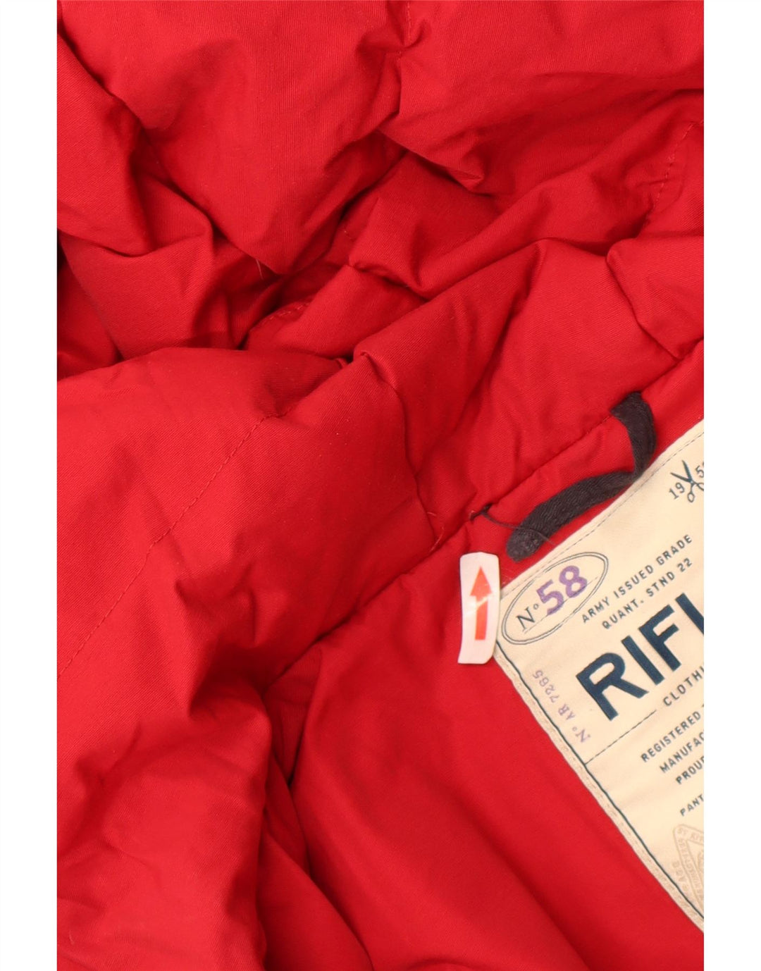 Jaqueta acolchoada com capuz feminino Rifle UK 14 algodão vermelho médio