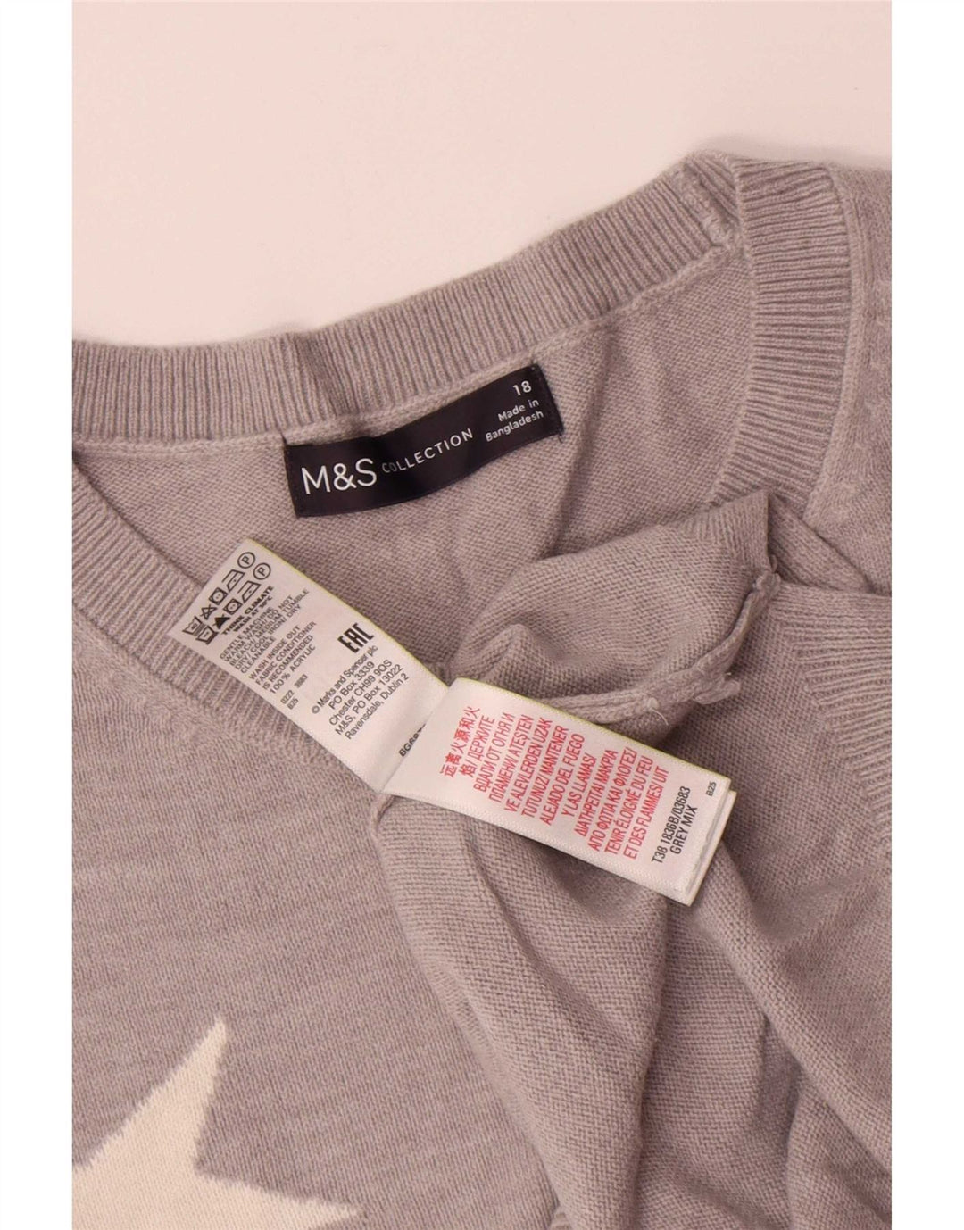 Suéter feminino Marks & Spencer com gola canoa UK 18 XL cinza