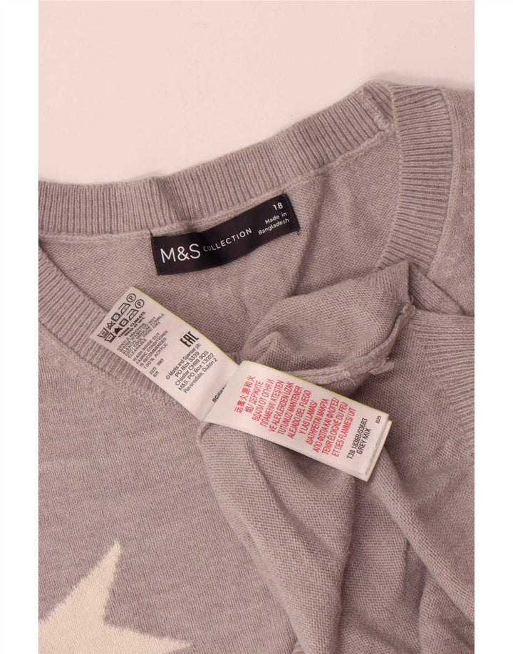 Suéter feminino Marks & Spencer com gola canoa UK 18 XL cinza