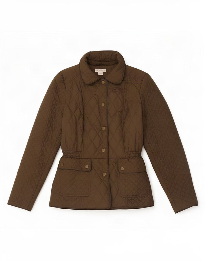 Jaqueta acolchoada feminina Monsoon UK 12 poliéster cáqui médio
