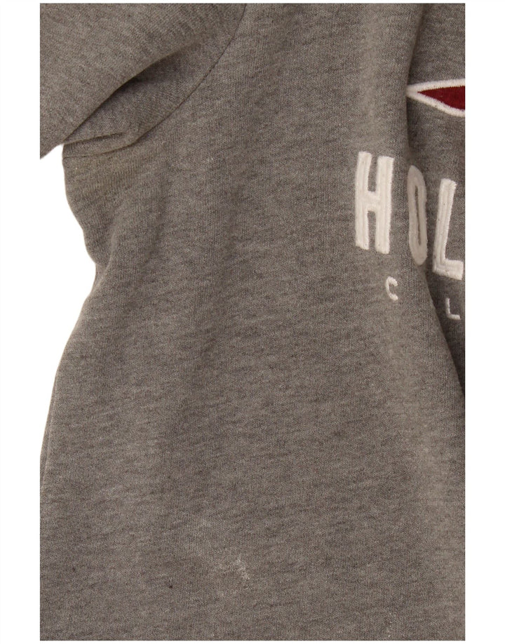 Hollister moletom masculino gráfico jumper pequeno algodão cinza