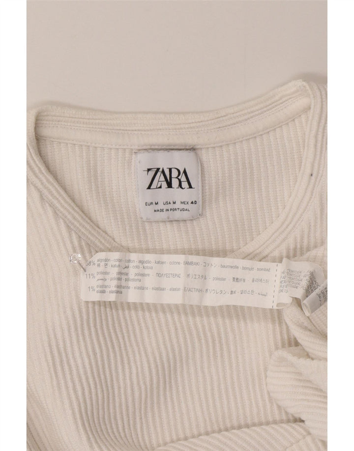 Zara Top masculino manga longa médio algodão branco