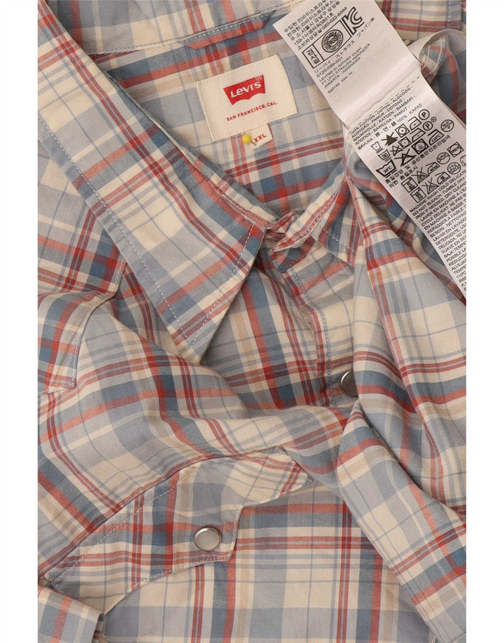 Camisa masculina de manga curta Levi's 2XL algodão xadrez azul