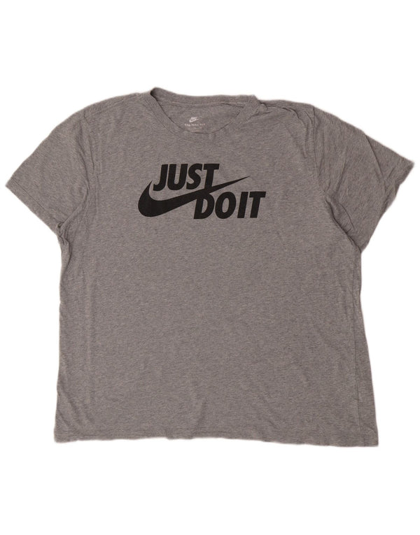 Nike Mens Graphic T-Shirt Top 2XL Grey Flecked Cotton