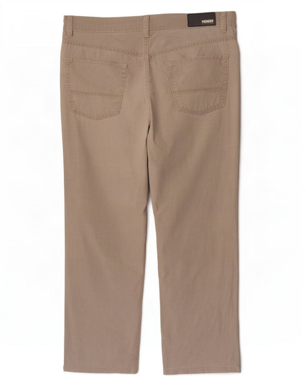 Calça casual masculina Rando Straight da Pioneer W42 L30 algodão bege