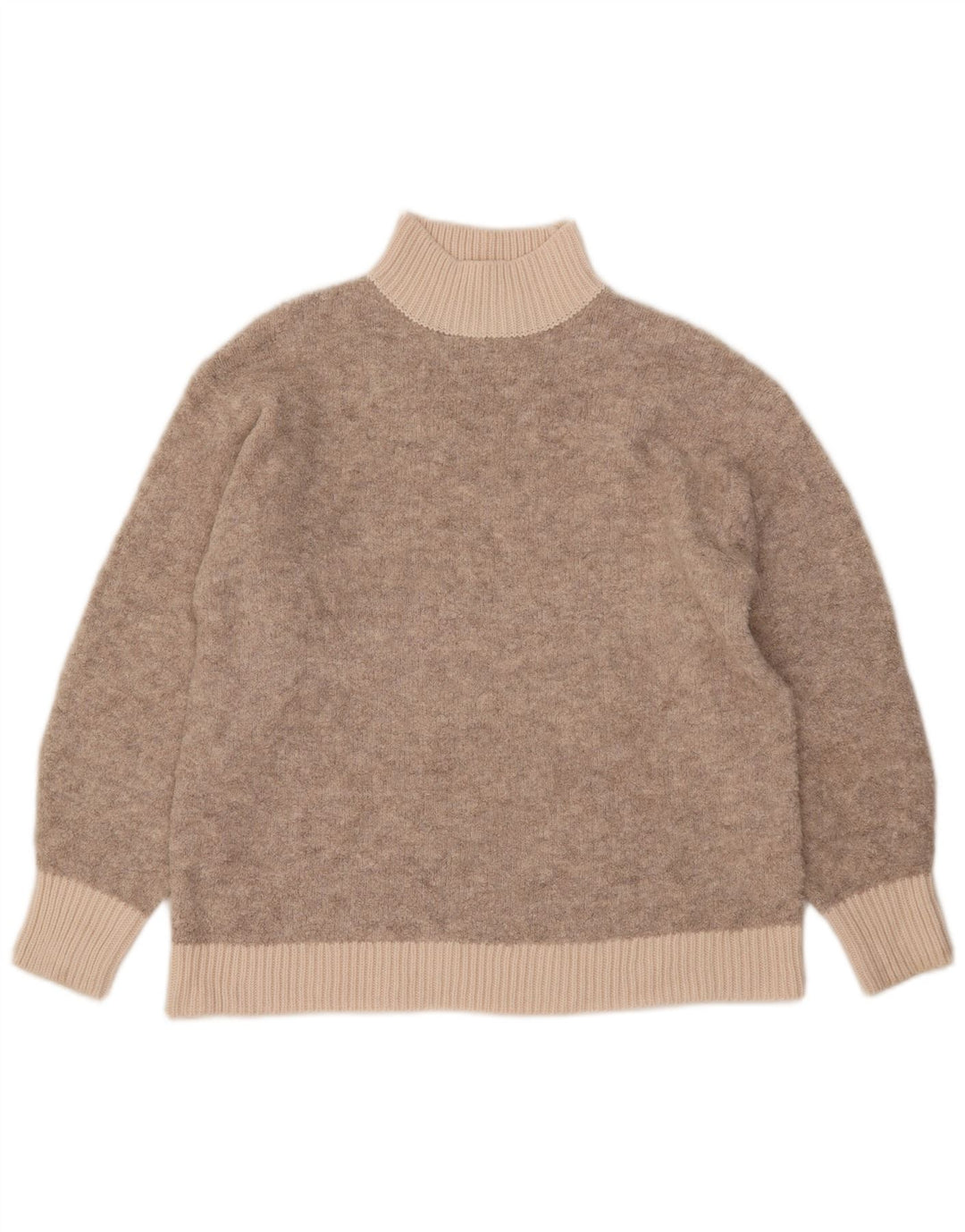 Suéter feminino Marks & Spencer com gola tartaruga Reino Unido 14 médio bege