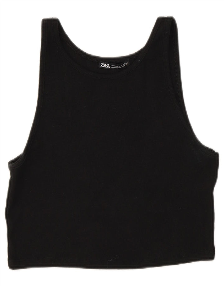 Zara Womens Crop Vest Top Reino Unido 14 Grande Preto