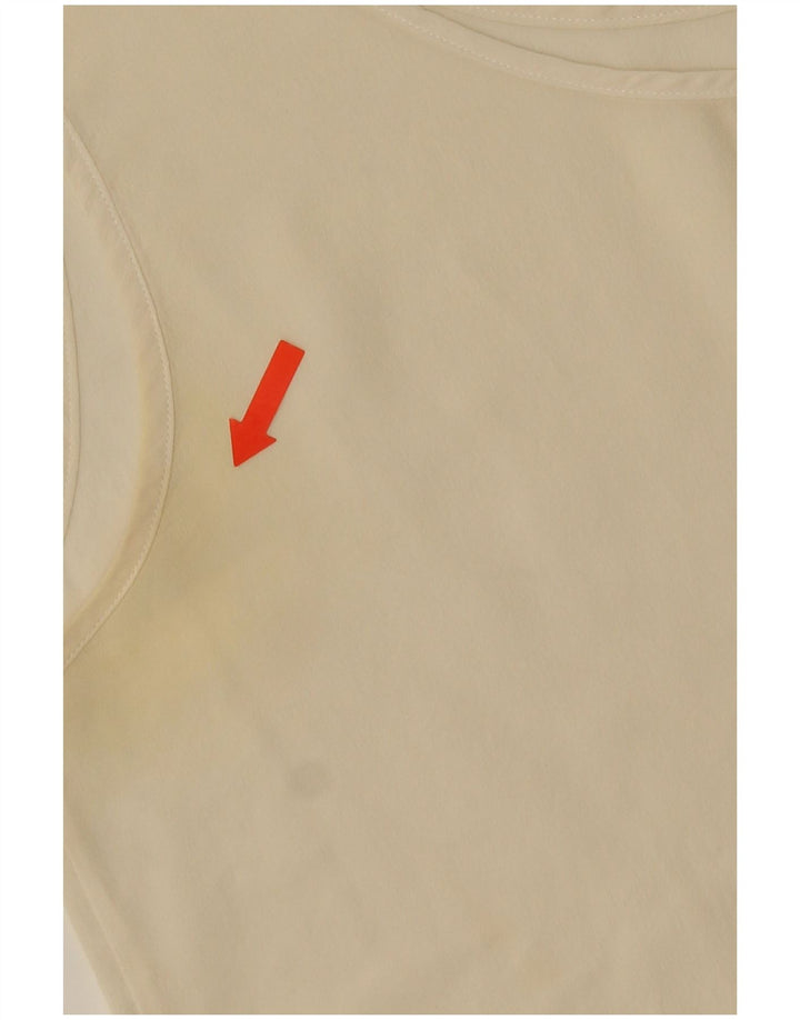 Top colete feminino vintage UK 14 seda bege médio