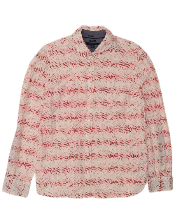 Camisa feminina Tommy Hilfiger Classic Fit Reino Unido 16 grande algodão manchado branco