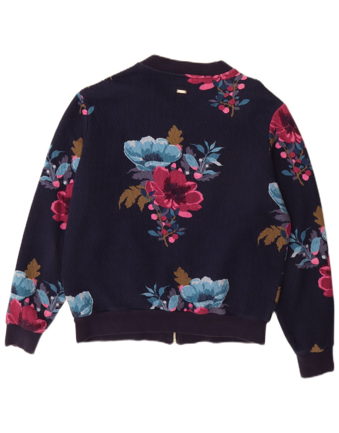Joules Womens Tracksuit Top Jacket UK 12 Médio Azul Marinho Floral Poliéster