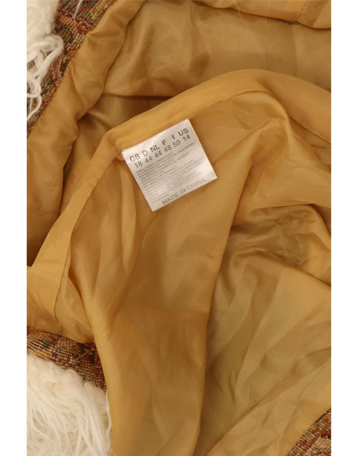 Sobretudo feminino Joe Browns UK 18 XL marrom poliéster geométrico