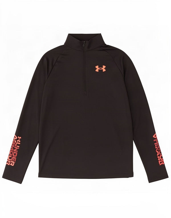 Under Armour Boys Top gráfico com zíper e manga comprida 13-14 anos XL preto