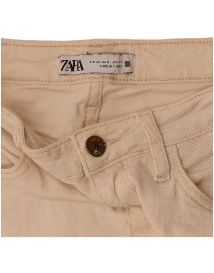 Calça jeans feminina Zara Bootcut EU 38 pequena W28 L32 branco