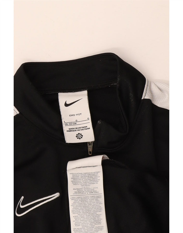 Top Nike Boys Dri Fit manga comprida 6-7 anos grande bloco colorido preto
