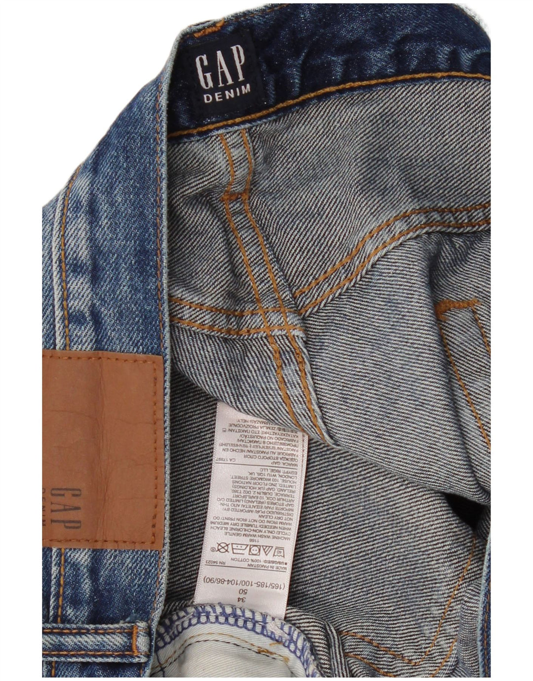 Shorts jeans masculinos Gap desgastados W34 grande algodão azul