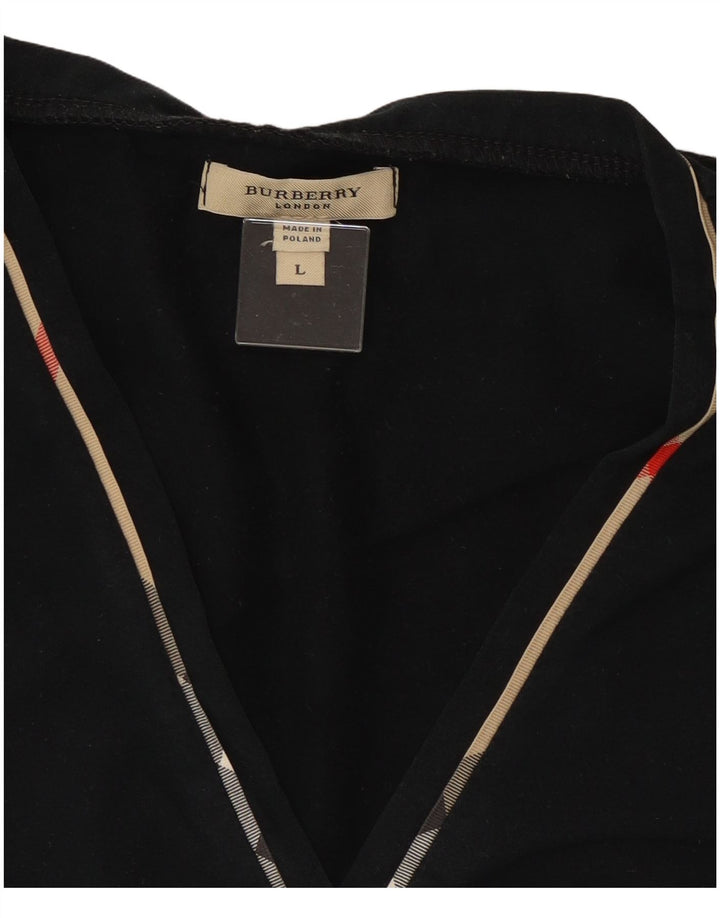 Top feminino Burberry manga 3/4 Reino Unido 14 grande preto