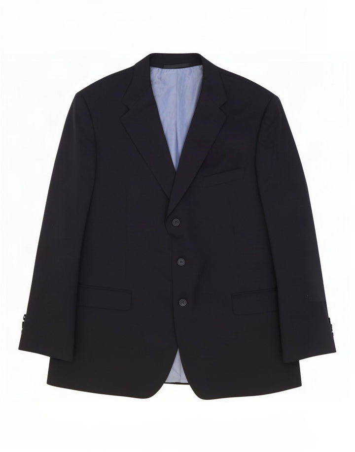 Jaqueta blazer masculina de 3 botões Marks & Spencer Reino Unido 44 XL lã azul marinho