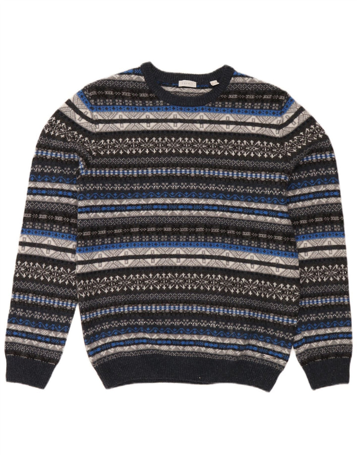 Suéter masculino Esprit com gola redonda, médio multicolorido Fair Isle