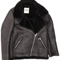 Zara Jaqueta Feminina Oversized Loose Fit Biker Sherpa Reino Unido 6 XS Preto Poliéster