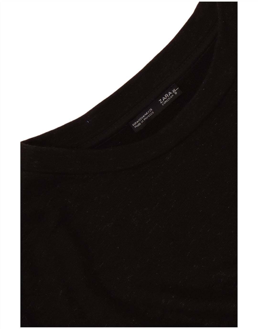 Top feminino Zara manga comprida UK 14 médio preto manchado