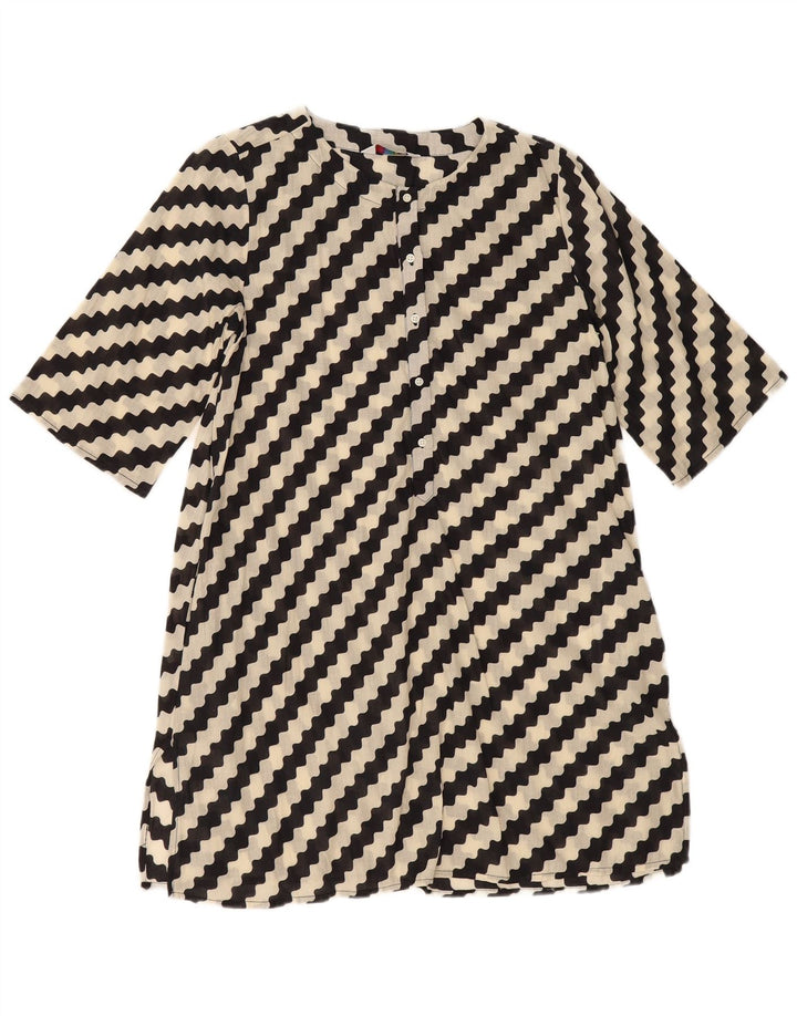 Vestido feminino COMPANIA FANTASTICA em linha A UK 14 algodão listrado preto médio