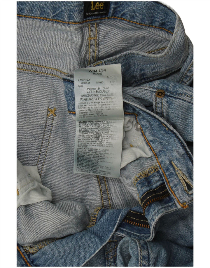 Lee Mens Blake Straight Jeans W34 L34 Azul Algodão