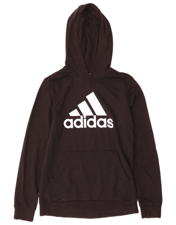 ADIDAS Meninos Graphic Hoodie Jumper 15-16 Anos Preto Algodão