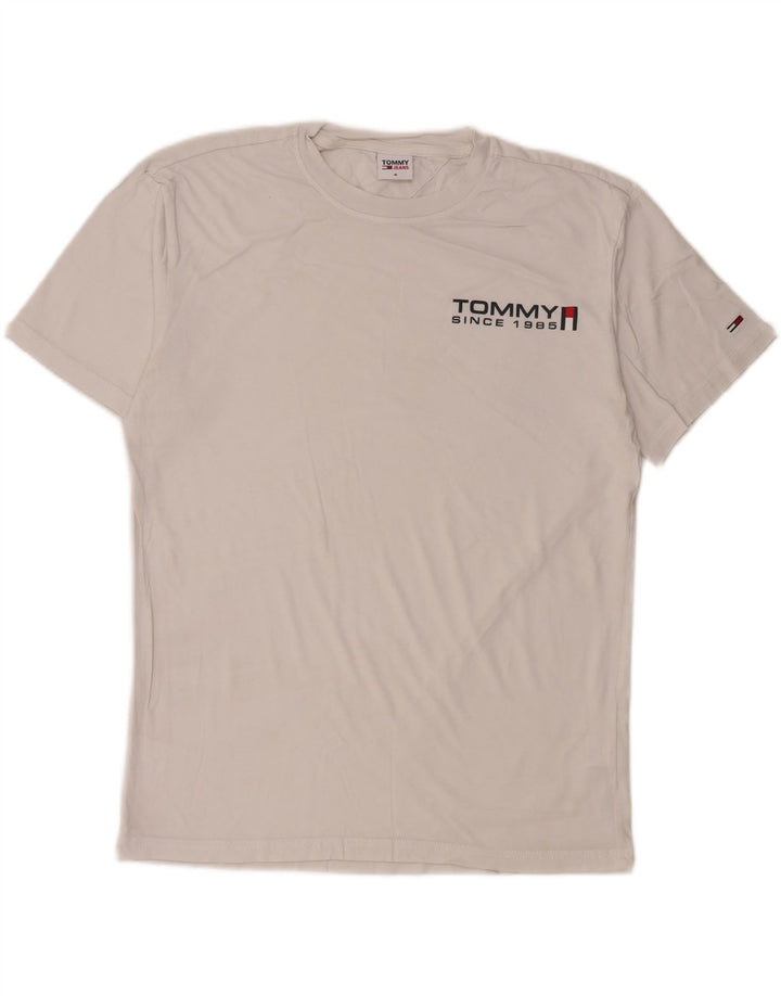 TOMMY HILFIGER Mens Graphic T-Shirt Top Medium White Cotton