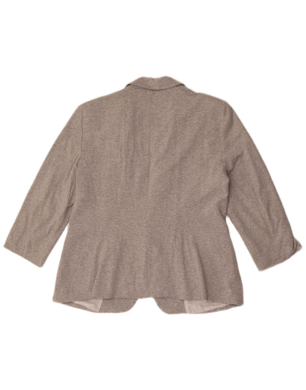 Jaqueta blazer feminina Zara com 1 botão e manga 3/4 Reino Unido 18 XL cinza manchado de algodão