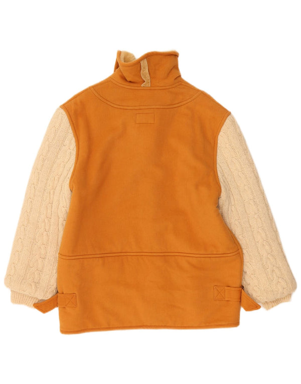 Jaqueta Sherpa Feminina Vintage UK 16 Grande Bloco Colorido Bege Acrílico