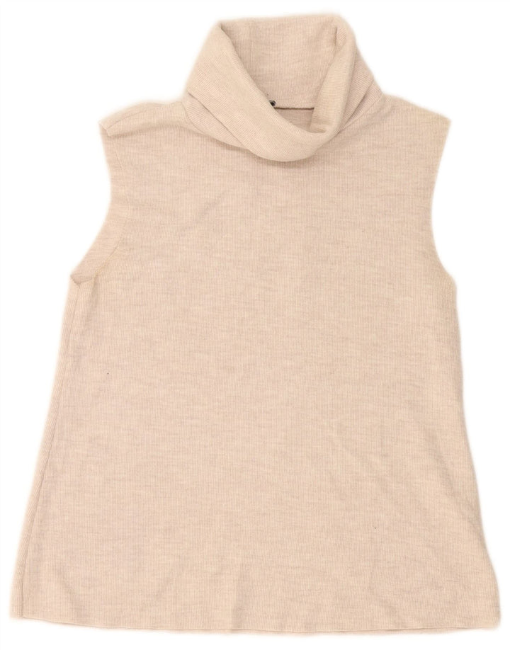 Zara Womens Vest Top UK 12 Médio Off White Algodão
