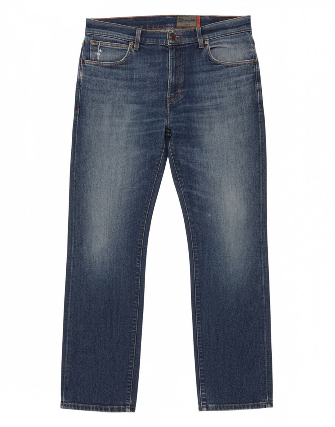 Wrangler Mens Straight Jeans W33 L32 Azul Algodão