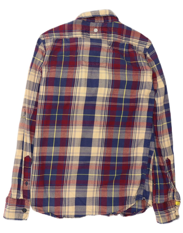 Camisa masculina Superdry de flanela pequena xadrez multicolorida de algodão