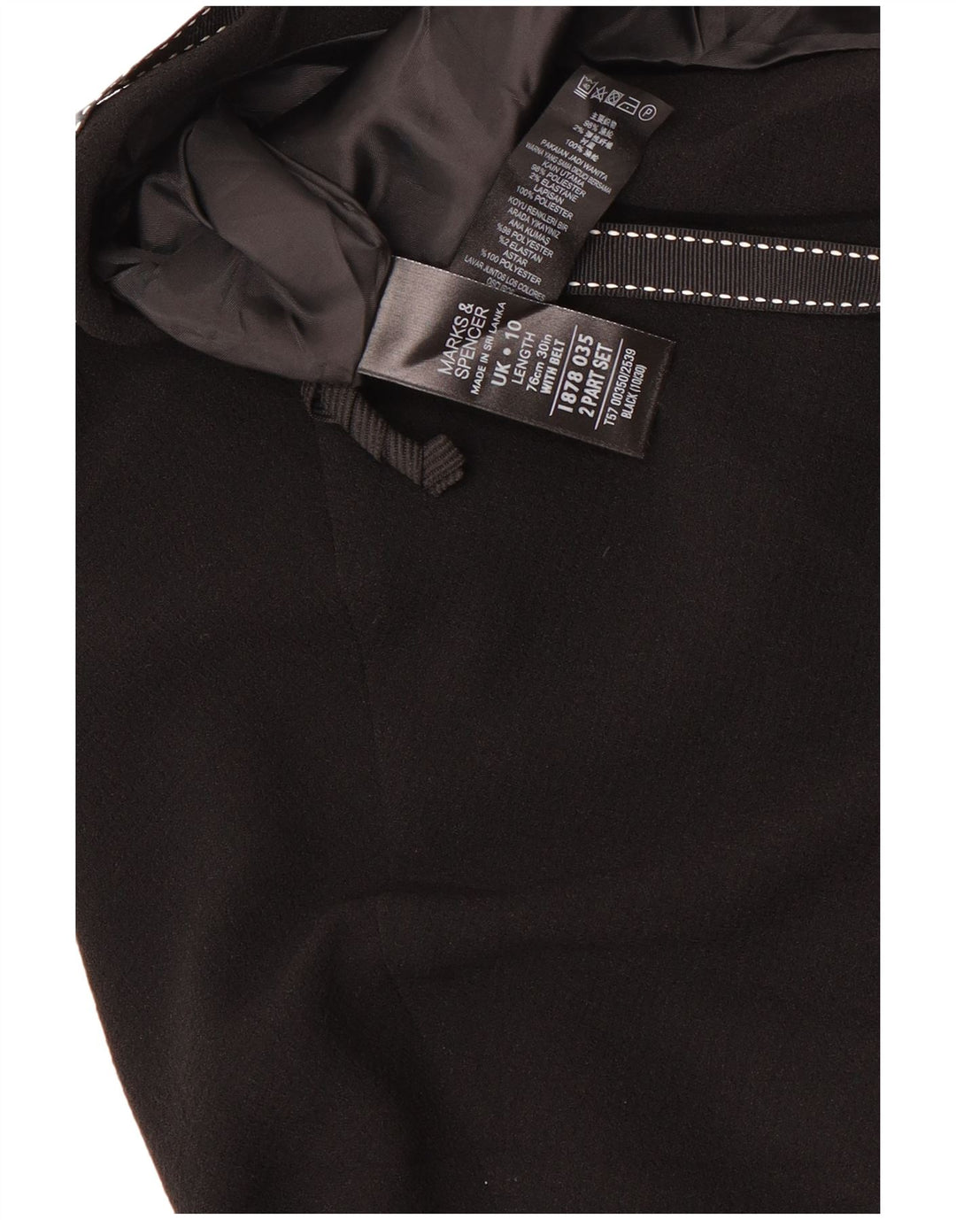 Saia feminina Marks & Spencer A-Line UK 10 pequena W30 poliéster preto