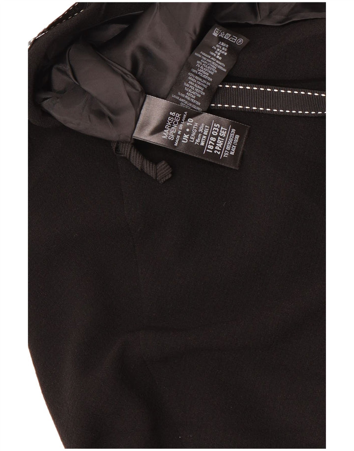 Saia feminina Marks & Spencer A-Line UK 10 pequena W30 poliéster preto