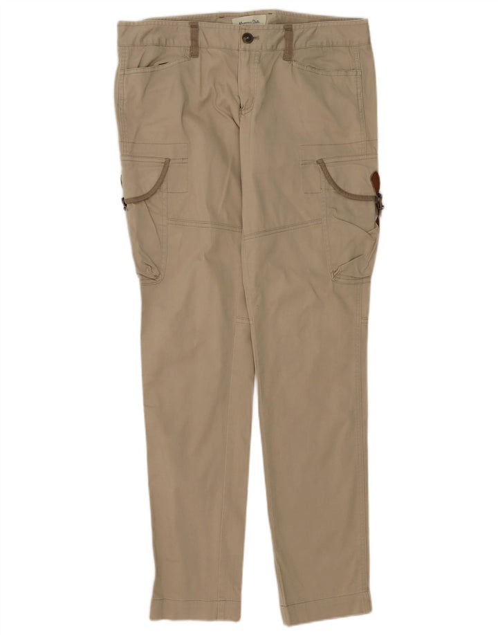 Calça cargo slim feminina Massimo Dutti W30 L32 algodão bege