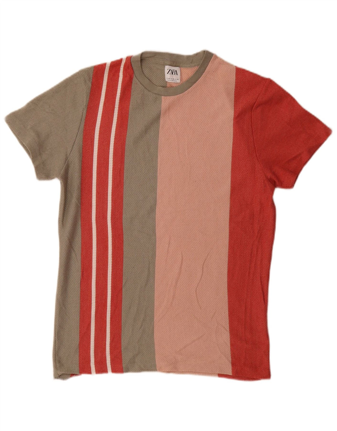 Camiseta masculina Zara Top médio listrado multicolorido