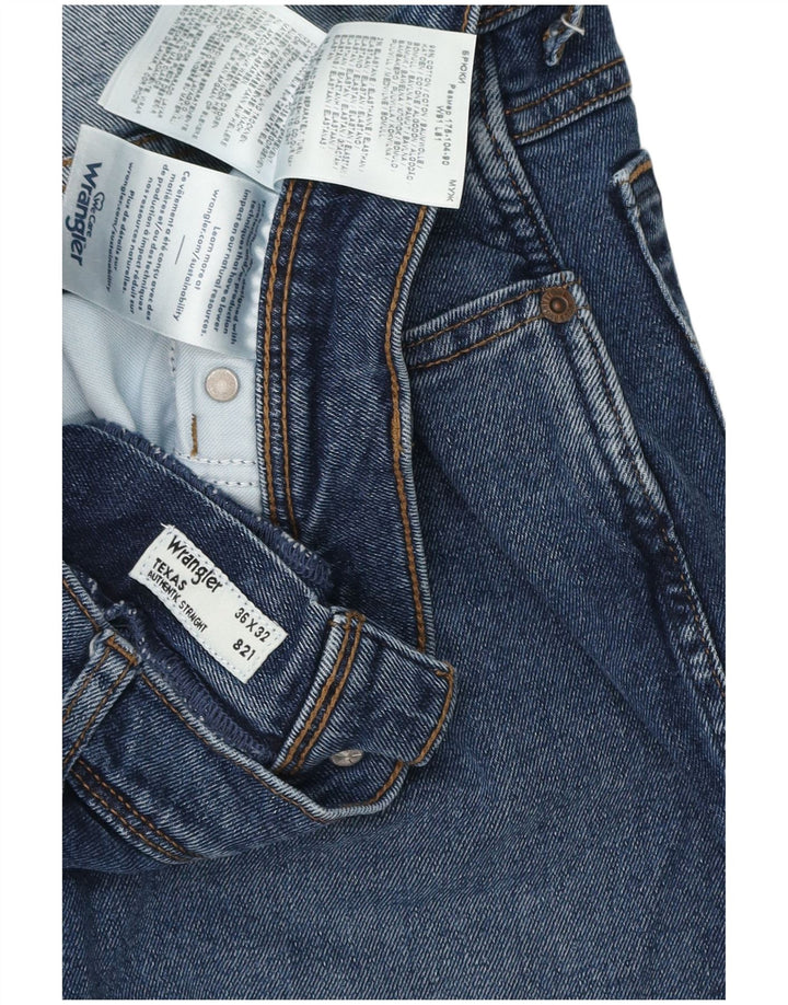 Wrangler Masculino Texas Straight Jeans W36 L32 Azul Algodão