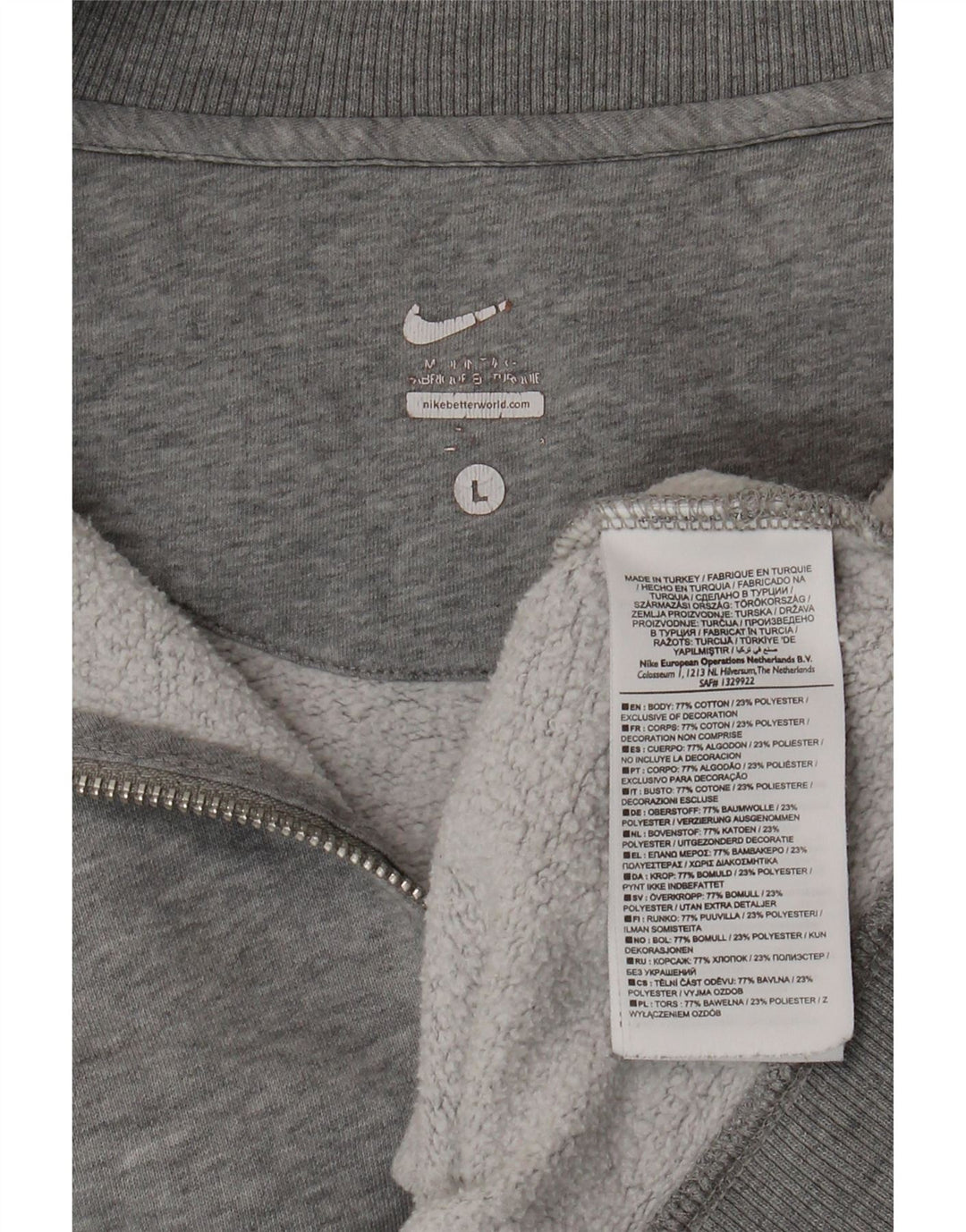 NIKE Mens Tracksuit Top Jacket Grande Cinza Flecked Algodão