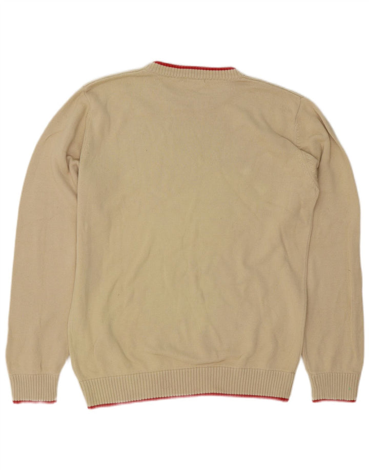Suéter masculino Sergio Tacchini com gola redonda, algodão bege médio