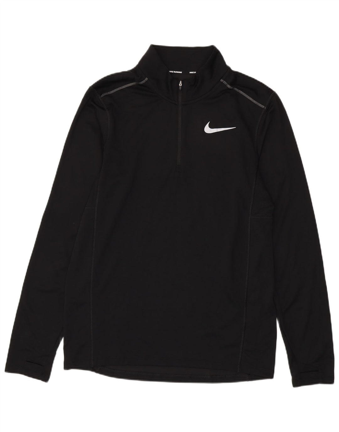 Nike Mens Dri Fit Zip Neck Pullover Treino Top Médio Preto Poliéster