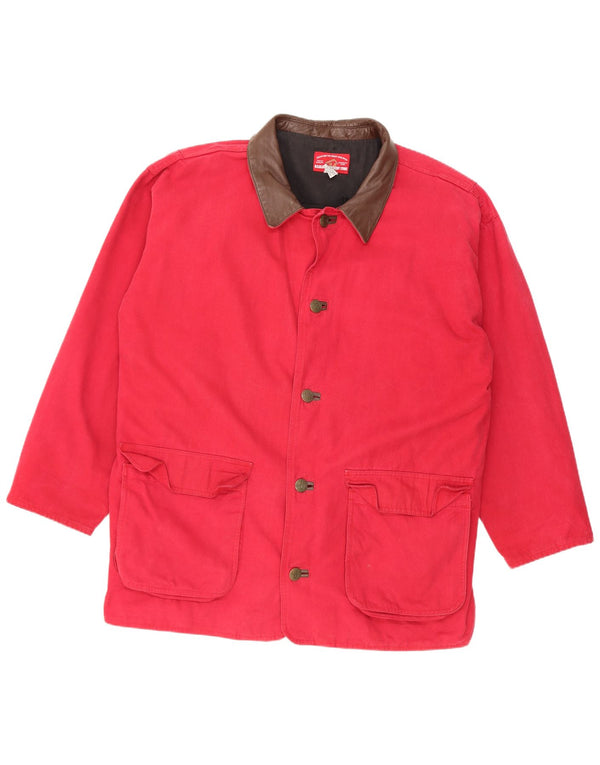 Jaqueta utilitária masculina Marlboro Country Store UK 44 2XL algodão colorblock vermelho