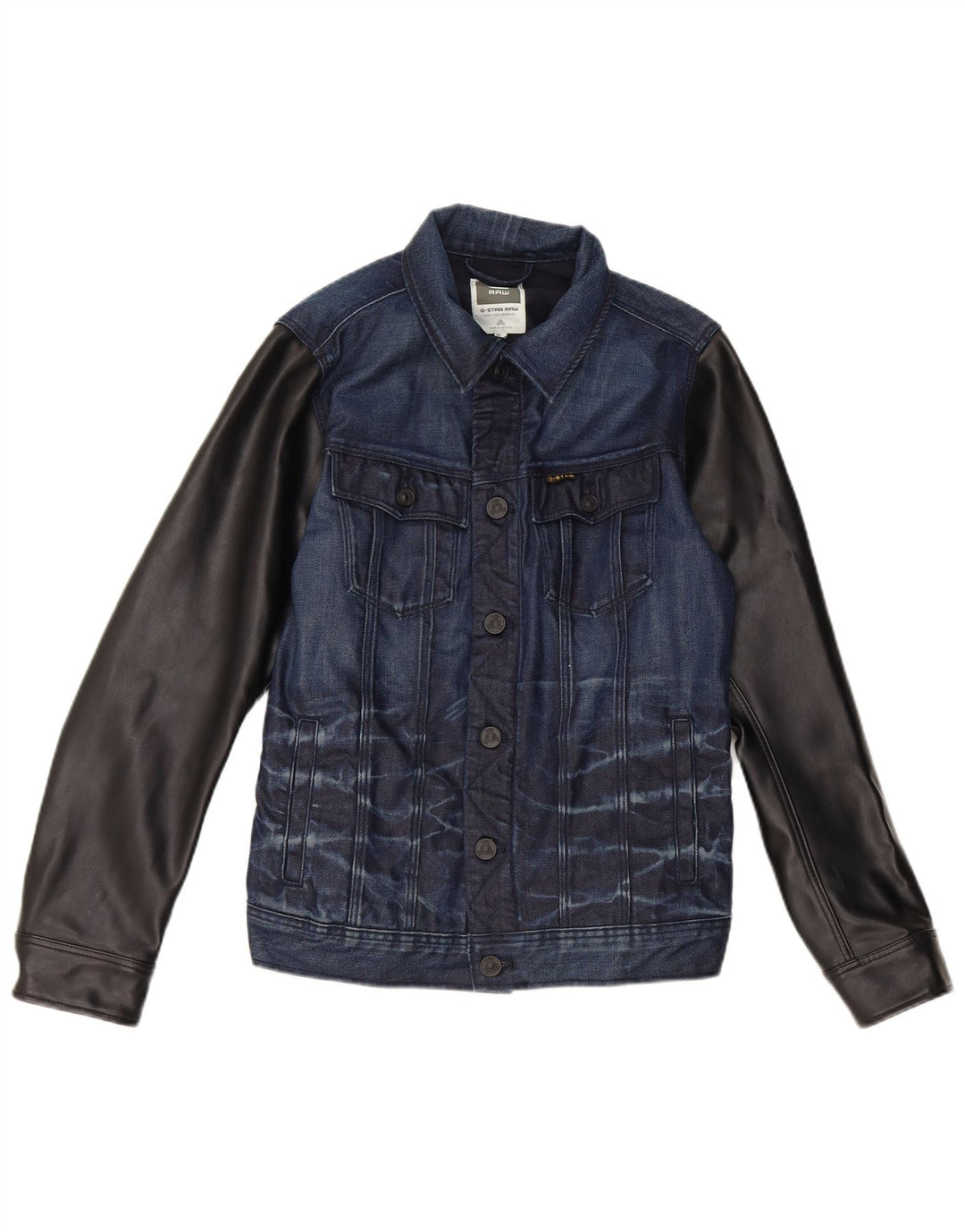 Jaqueta jeans feminina G-Star Reino Unido 12 algodão colorblock azul marinho médio
