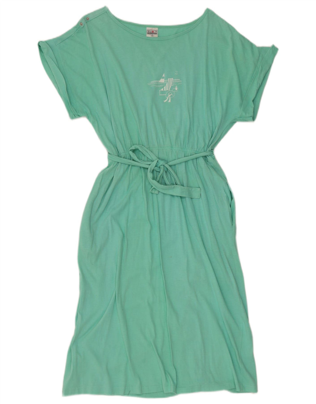 Vestido básico feminino VINTAGE EU 40 algodão verde médio