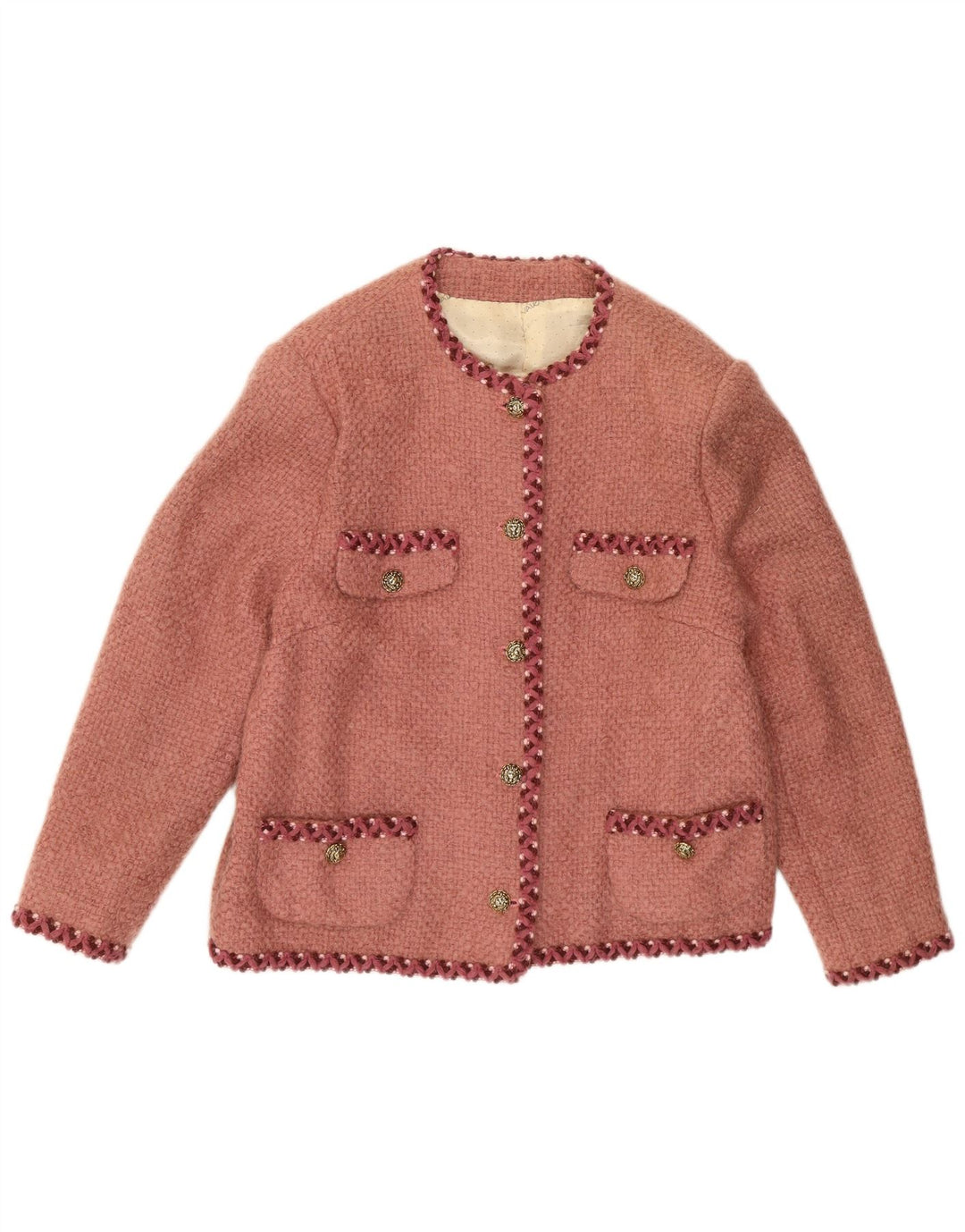 Jaqueta blazer vintage feminina com 5 botões Reino Unido 14 vermelho médio