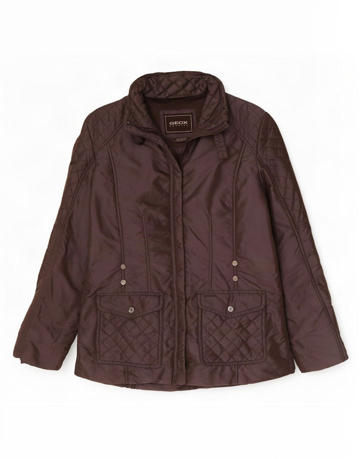Jaqueta Geox Feminina Respira Oversized Acolchoada Reino Unido 10 Pequena Poliamida Marrom