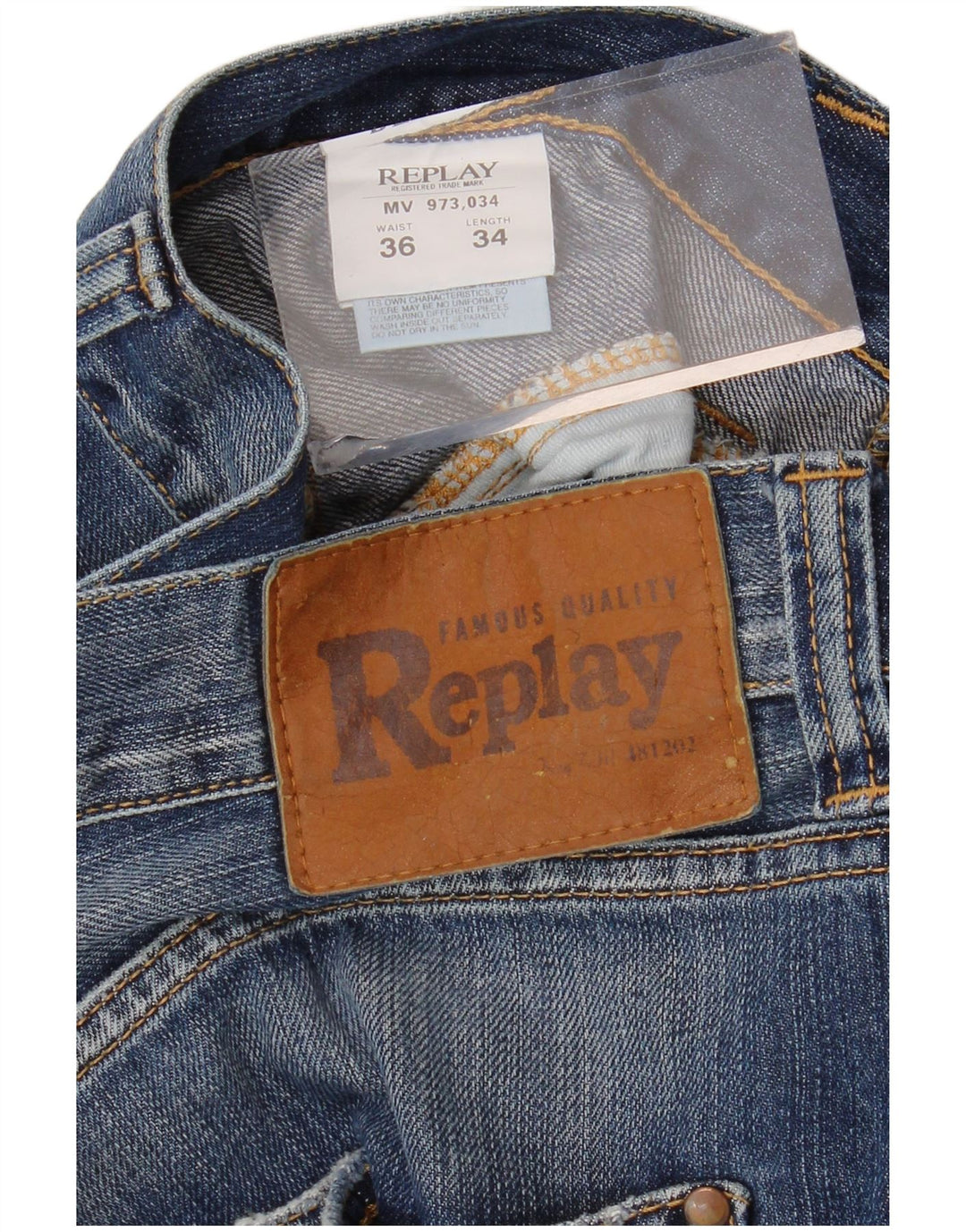 REPLAY Jeans retos masculinos W36 L34 algodão azul