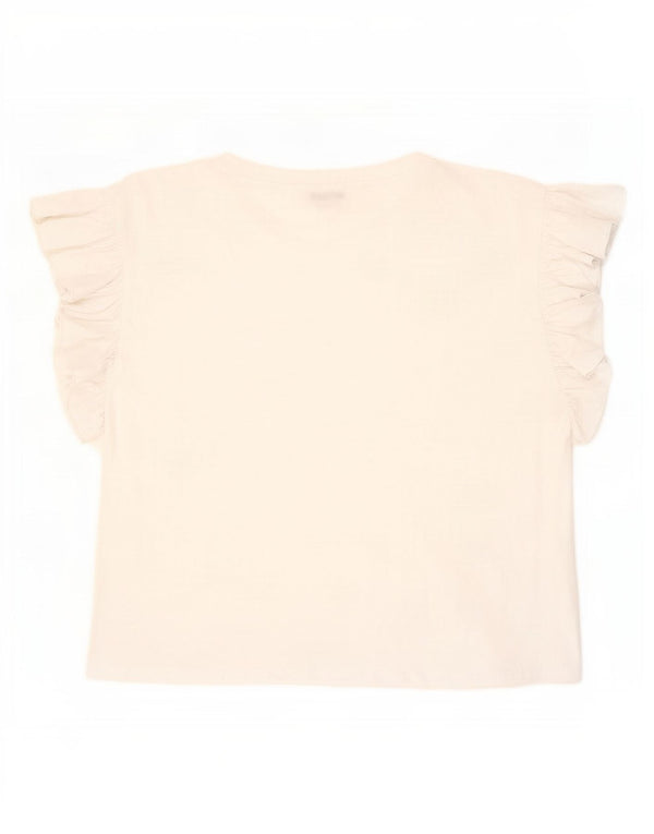 Camiseta feminina Zara UK 16 grande algodão branco