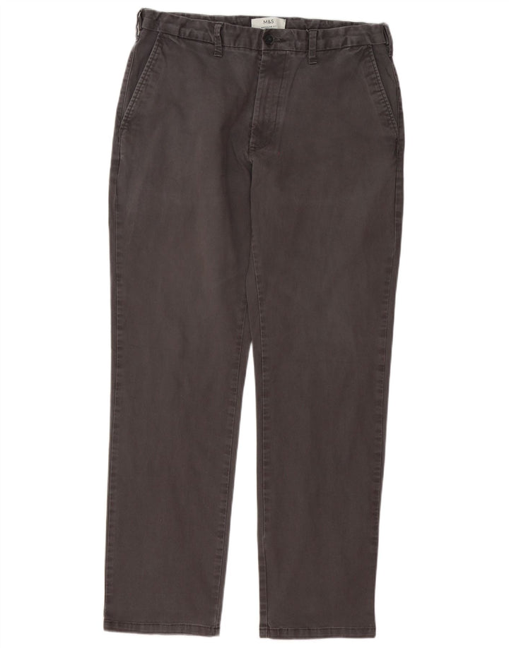 Calça Chino Masculina Marks & Spencer Regular Fit W34 L30 Algodão Cinza
